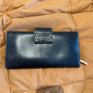 kate spade Black Pebbled Leather Snap Continental Wallet